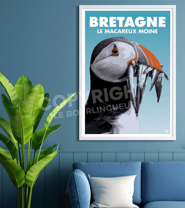 Affiche Bretagne le macareux moine