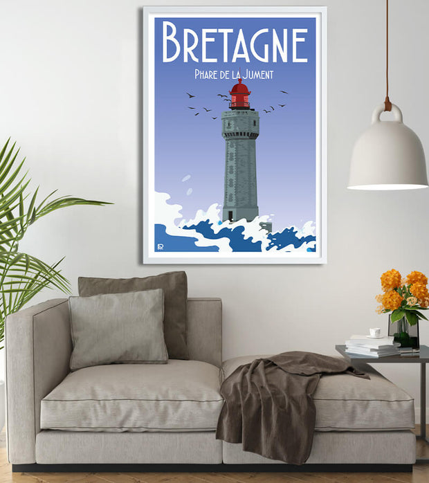 Affiche Bretagne Phare de la Jument