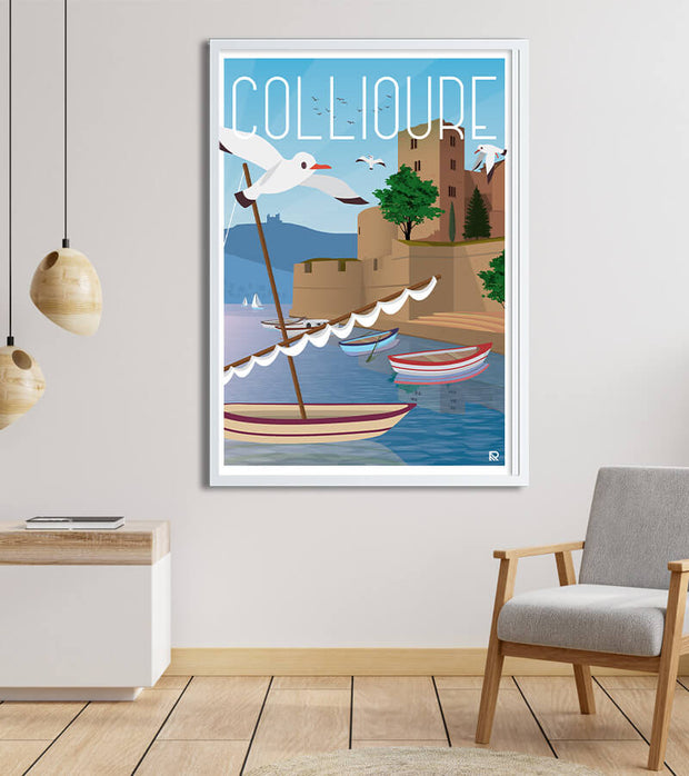 Poster vintage collioure chateau