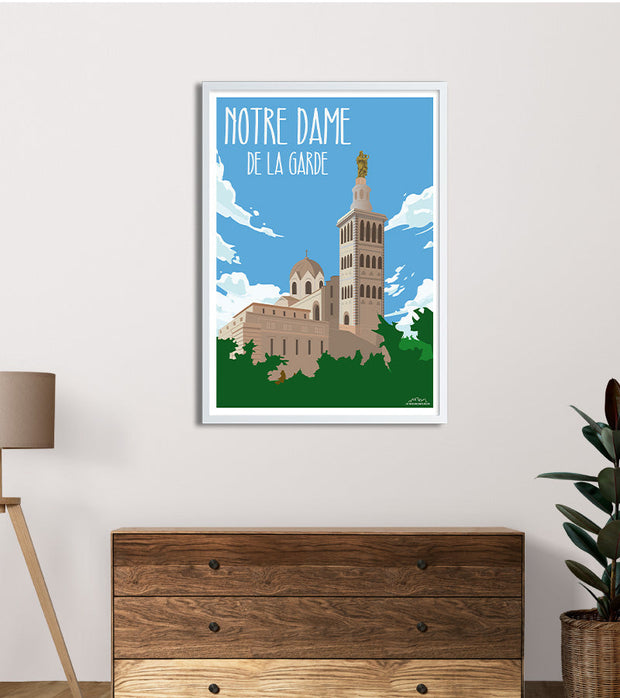 Affiche basilique Notre-Dame de la Garde à Marseille