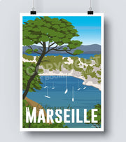 Affiche Marseille les calanques