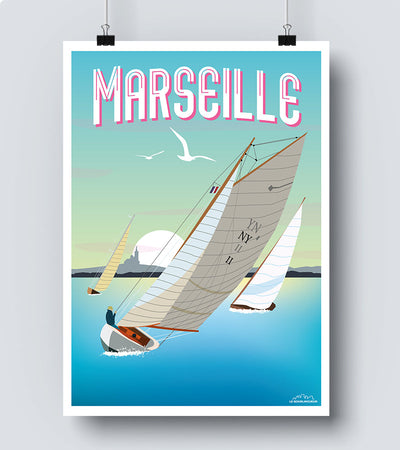 Affiche Marseille bateau