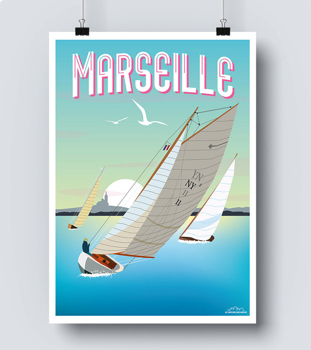 Affiche Marseille bateau