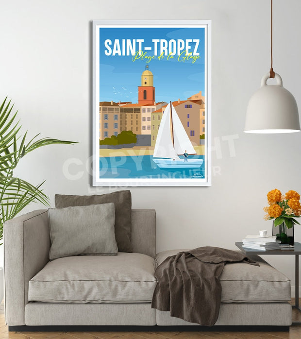 Affiche Saint-Tropez Plage de la Glaye
