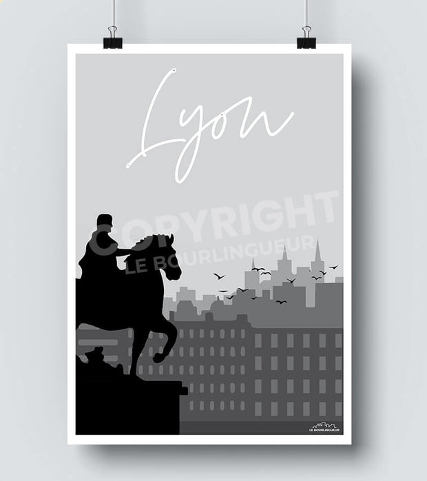 Poster Lyon Vintage 30x40cm Place Bellecour/series Douce France 