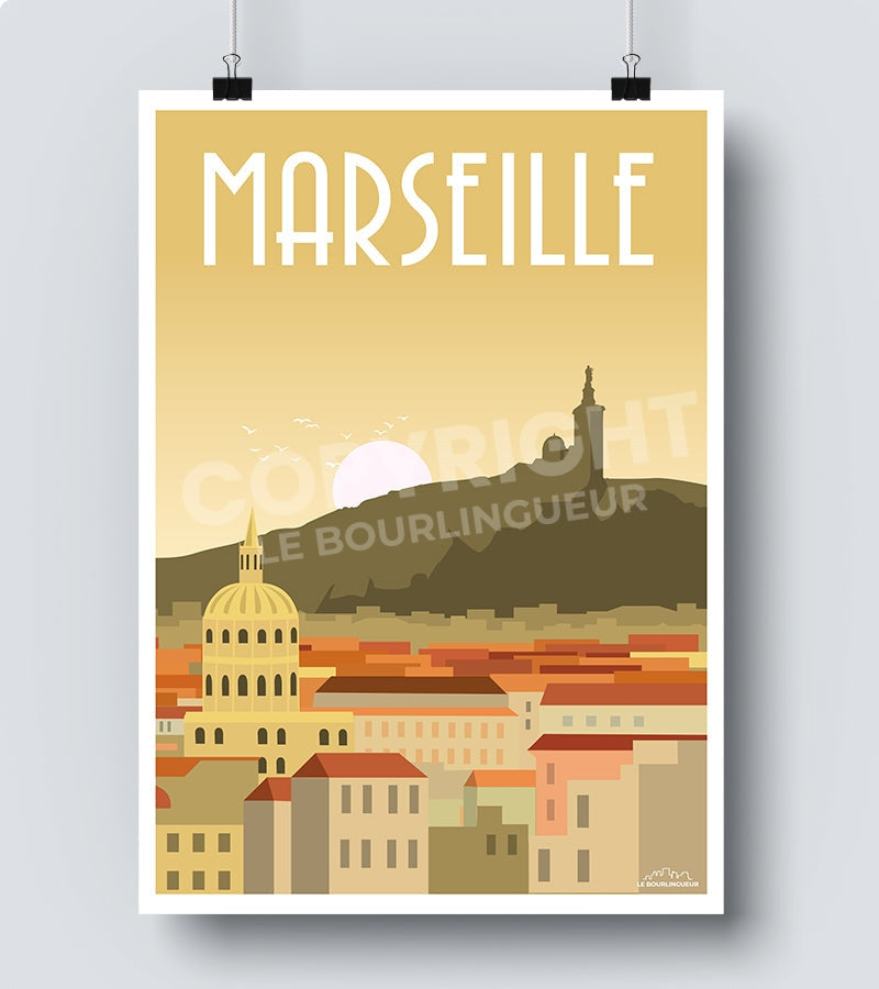 Affiche MARSEILLE Bonne Mère - Marcel Travel Posters Taille 30 x 40 cm