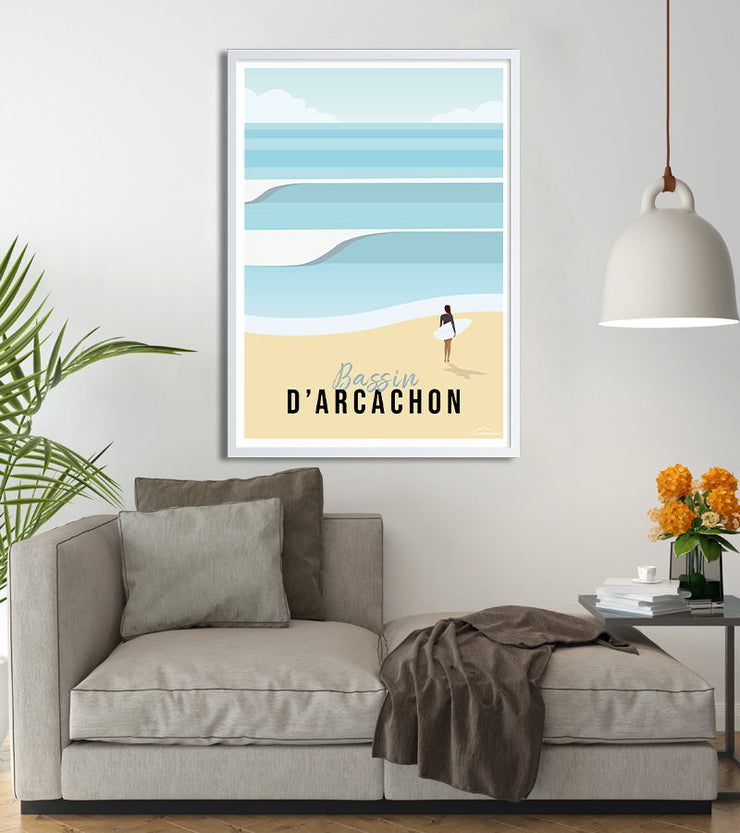 Surf a arcachon bassin affiche