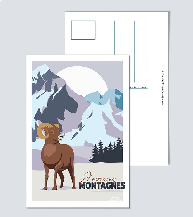 Carte postale J'aime mes montagnes
