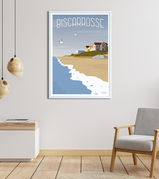 poster vintage plage Biscarrosse