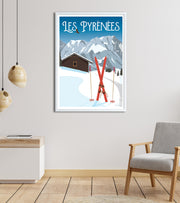 Travel poster des pyrénées ski 