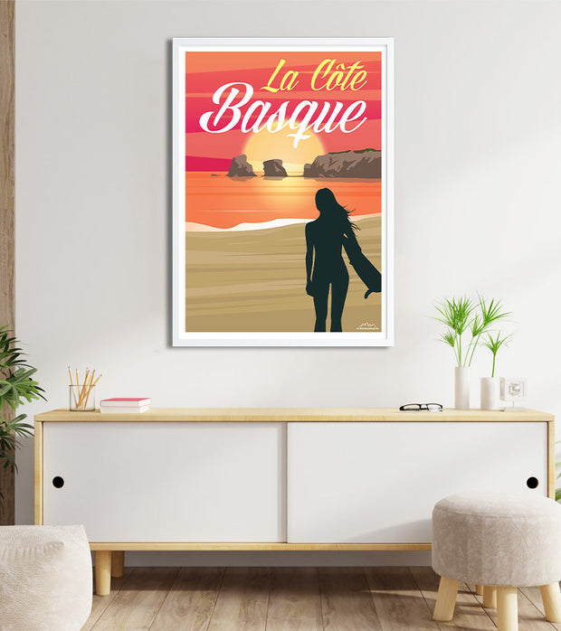 Poster surfeur cote basque
